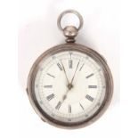 A CHRONOGRAPH POCKET WATCH in a silver plated case