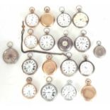 A BOXED LOT OF SILVER AND GILT BRASS POCKET WATCHES