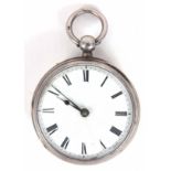 AN OPEN FACED POCKET WATCH in a silver case