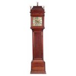 JOSEPH LUM LONDON AN 18TH CENTURY OAK 8 DAY LONGCASE CLOCK with 12” square brass and silvered