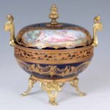 A 19TH CENTURY LOUIS PHILIPPE SERVES PORCELAIN POT POURRI decorated with a lady and cherub, having