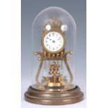 URANIA CLOCK COMPANY. AN EARLY 20th CENTURY GERMAN 400 DAY MANTEL CLOCK the brass lyre shaped case