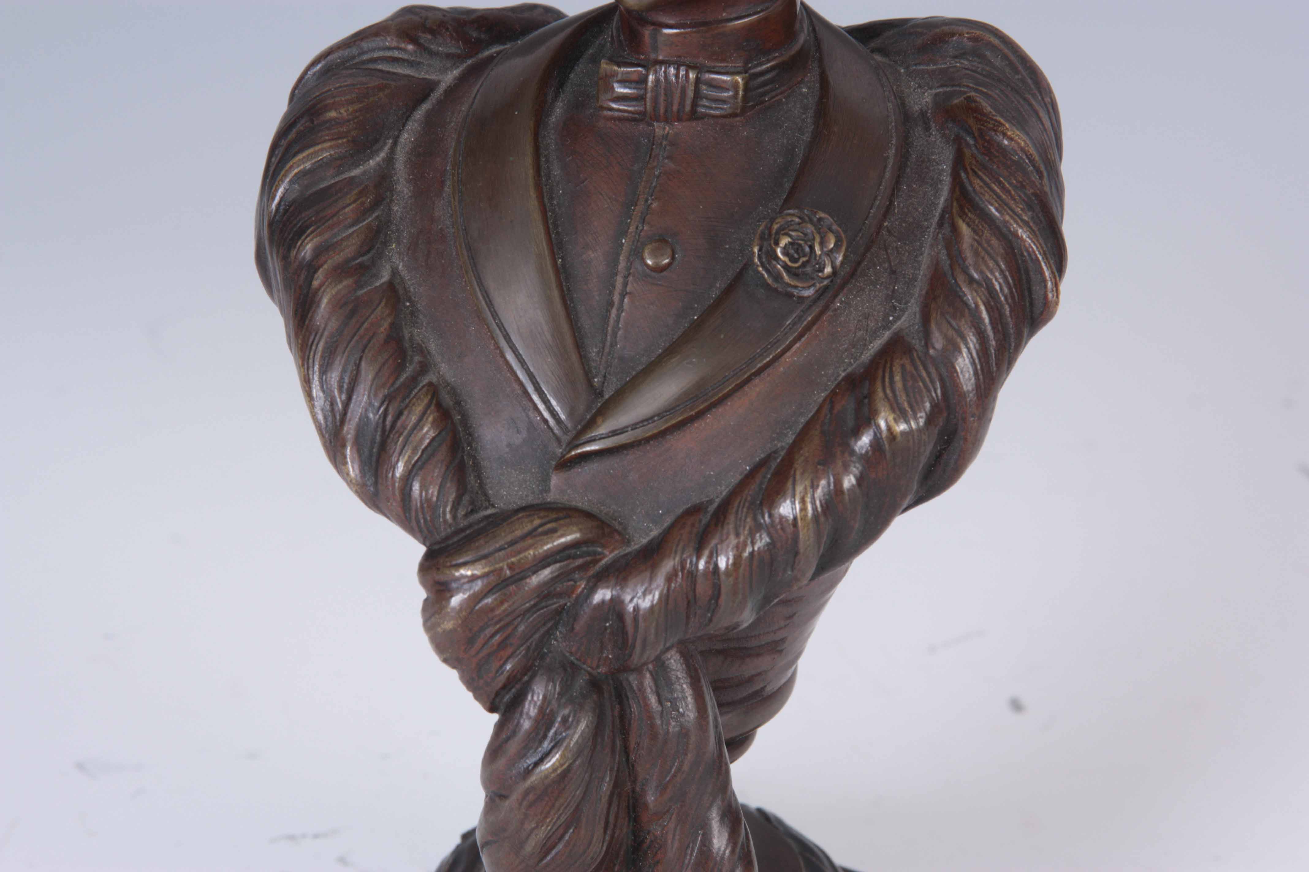 S. KINSBURGERA. LATE 19th CENTURY FRENCH PATINATED BRONZE BUST modelled as a boy on socle with - Image 3 of 5