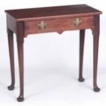 AN 18THCENTURY WALNUT SIDE TABLE with single frieze drawer fitted solid shaped brass handle plates