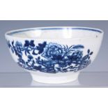 AN 18TH CENTURY BLUE AND WHITE FIRST PERIOD WORCESTER BOWL with flowering oriental branchwork