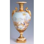 A FINE ROYAL WORCESTER CABINET VASE BY WILLIAM POWELL finely painted with a continuous scene of