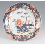 AN 18TH CENTURY JAPANESE IMARI PLATE with colourful continuous floral and gilt scrolled shaped