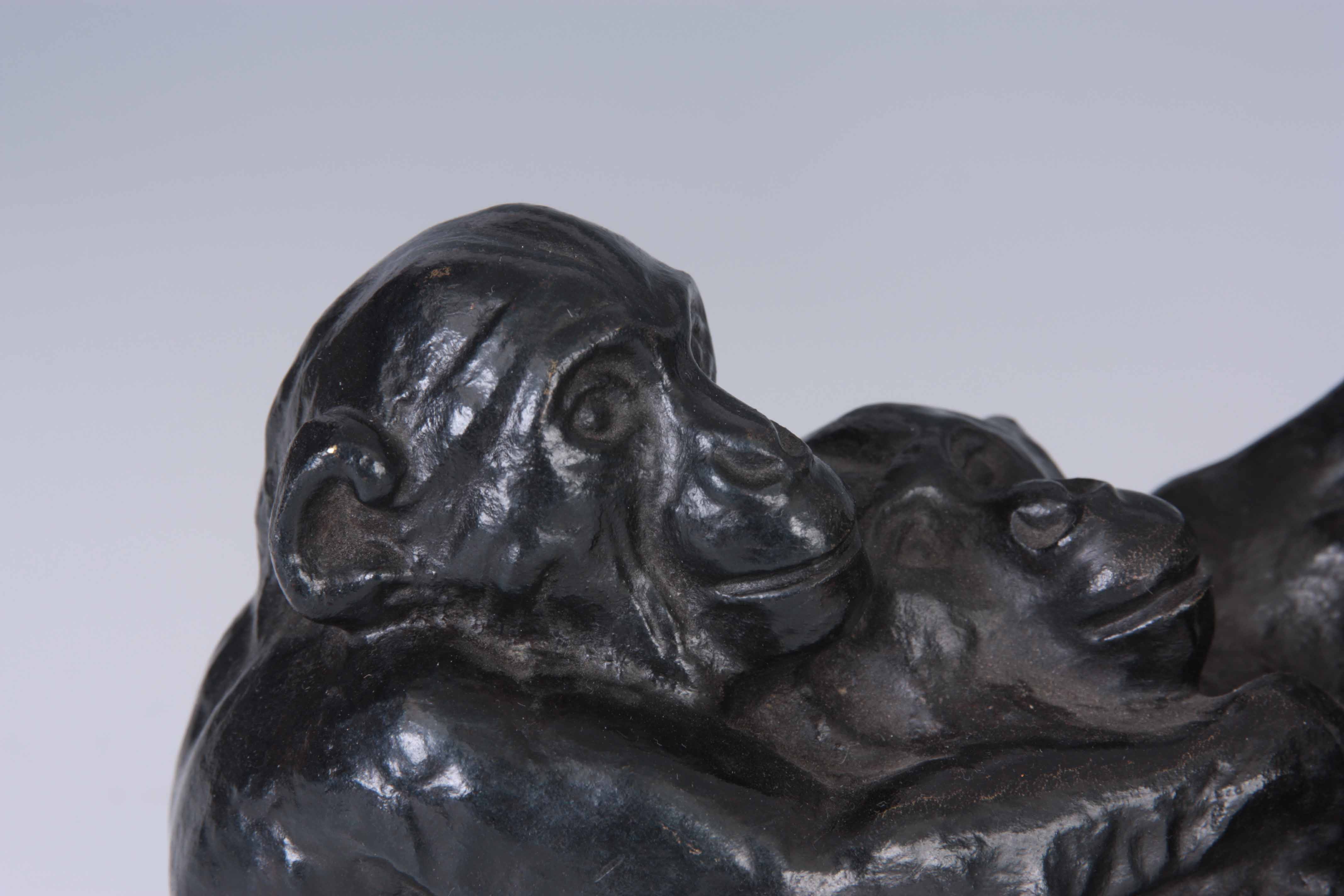 IRENEE RENE RICHARD. A 1930's FRENCH PATINATED BRONZE SCULPTURE modelled as two playful monkeys - Image 2 of 9