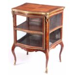 AN EARLY 19TH CENTURY KINGWOOD, ROSEWOOD AND FLORAL MARQUETRY INLAID ORMOLU MOUNTED LOW VITRINE