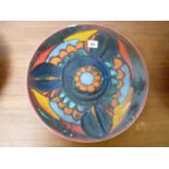 Good Quality 1960s Poole Delphis Studio Pottery Charger signed V M to base , 36cm in Diameter