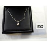 Good quality Pear Shaped Diamond Drop Pendant on 18ct White Gold Mount and chain 0.60ct G Vs2 with