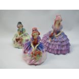 3 Royal Doulton figurines to include Monica HN 1458, Monica 1467 & Chloe HN 1479