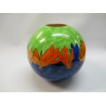 A J Wilkinson Spherical Crocus decorated vase of blue ground with stamped mark to base C.1930,