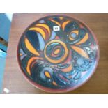 Good Quality 1960s Poole Delphis Studio Pottery Charger signed by Sally Murch, 36cm in Diameter