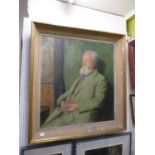 H Riviere, Oil on canvas of a Man with Green Jacket (Possibly Bernard Shaw), Dated 1956, 69cm x 74cm