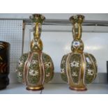 Pair of Zsolnay Reticulated Pierced Double Walled vases of Baluster form with highly gilded
