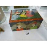 Interesting Persian Hand painted hinged box with figural decoration, 15 cm in length