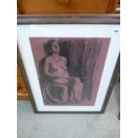 Nicholas Beer of Sarum Studio Charcoal of Nude Seated 46 x 66cm, Framed and mounted