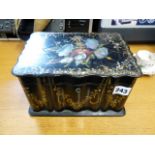 Victorian Laquered Tea Caddy with mother of Pearl Inlay