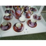 1920s Hancocks China of Hanley mottled coffee set for 4 with coffee pot, water jug and sucrier,