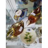 3 Royal Crown Derby Wildfowl paperweights all with gold buttons to base