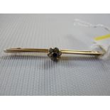 Good quality Sapphire and Diamond Set Rubover Daisy design bar brooch with removable unscrew-able