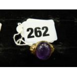 Interesting 9ct Gold Cabochon Amethyst 8.1g total weight