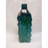 Large Whitefriars Turquoise bark effect bottle with ground base, 33cm in Height