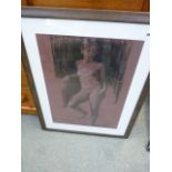 Nicholas Beer of Sarum Studio Charcoal sketch of Nude against staircase 46 x 66cm, Framed and