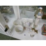 Collection of Lladro to include two cabinet plaques, Woman with Lamb, Duck, Camel and 2 unglazed