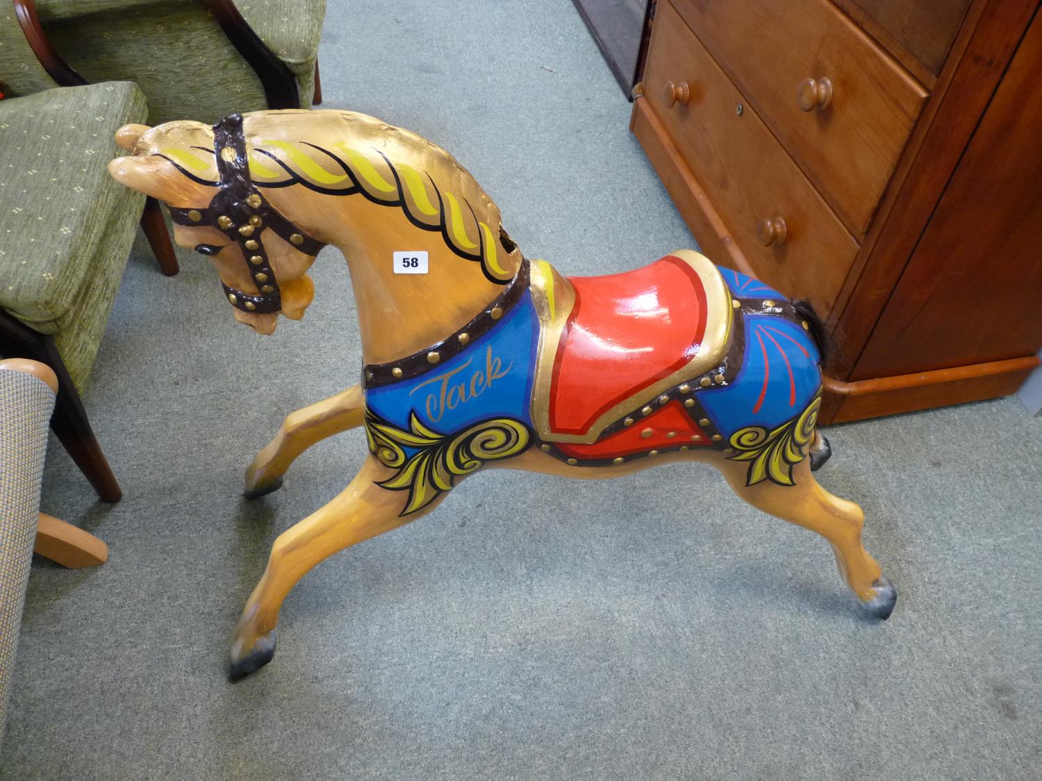 1950s Hand Painted Carousel Horse from Harris Amusements Named Jack