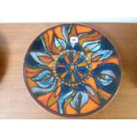 Good Quality 1960s Poole Delphis Studio Pottery Charger signed J R to Base, 36cm in Diameter