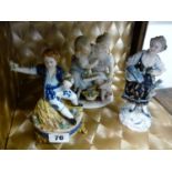 Meissen figure of a Boy on Wheat with flowers, underglaze cross swords mark to base and 2 other