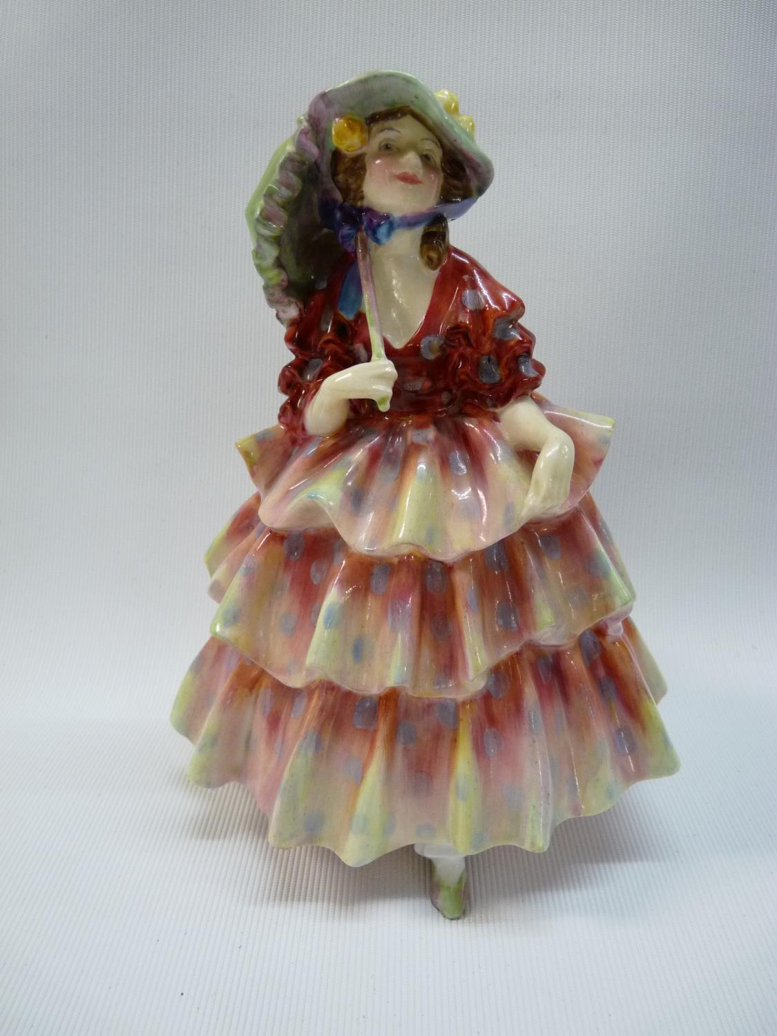 Royal Doulton 'The Hinged Parasol' HN 1578 with green handpainted and stamped marks to base, 17cm in