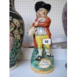 Early 19thC Toby Jug 'Hearty Good Fellow' depicting man with Tricorn hat holding Pipe and Ale,