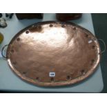 Large Oval Hammered tray by John Pearson one of the founding members of the Guild with two handles