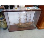 Impressive Hand built model of HMS Victory in modern case 42'' x 15''