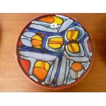 Good Quality 1960s Poole Delphis Studio Pottery Charger signed by Carol Cutler, 36cm in Diameter