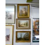 Tony Malton, 3 Gilt Framed Oil on canvas pictures 'Blind Mans Lane, towards Nassington' and 2 others