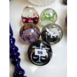 4 Caithness Glass paperweights and another Paperweight
