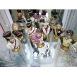 Set of Seven Rudolf Kammer Volkstedt Porcelain busts with bright gilded decoration