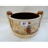 Bretby Art Pottery two handled planter depicting dutch children, stamped 2944 to base, 13cm in