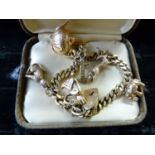 Ladies 20thC 9ct Gold Charm bracelet with assorted charms, 32.g total weight