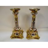 Pair of Old Imari pattern Candlesticks 1128, 27cm in Height