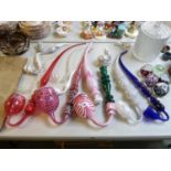 Good Collection of 19thC Nailsea and Cranberry Glass pipes
