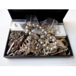 Large Collection of Silver jewellery inc. Bracelets, rings studs etc