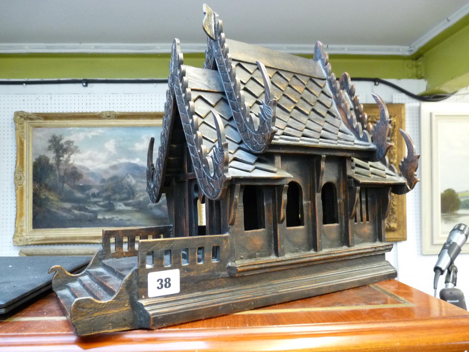 Handmade Asian Hardwood model of a Japanese Dolls House, 37cm in Height