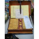 Vintage Leather cased Mah Jongg Set