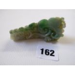 Good quality Late 19thC Chinese Jade carving of a Insect on Lotus flower branch