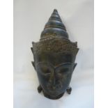 Antqiue Indonesian Bronze Head from the Kingdom of Solo in Java, 30cm in height
